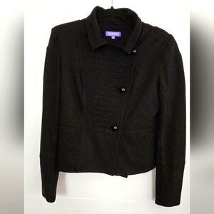 Vivienne Tam Womens Size 10 Moto Cropped Blazer/Jacket Black Button Front